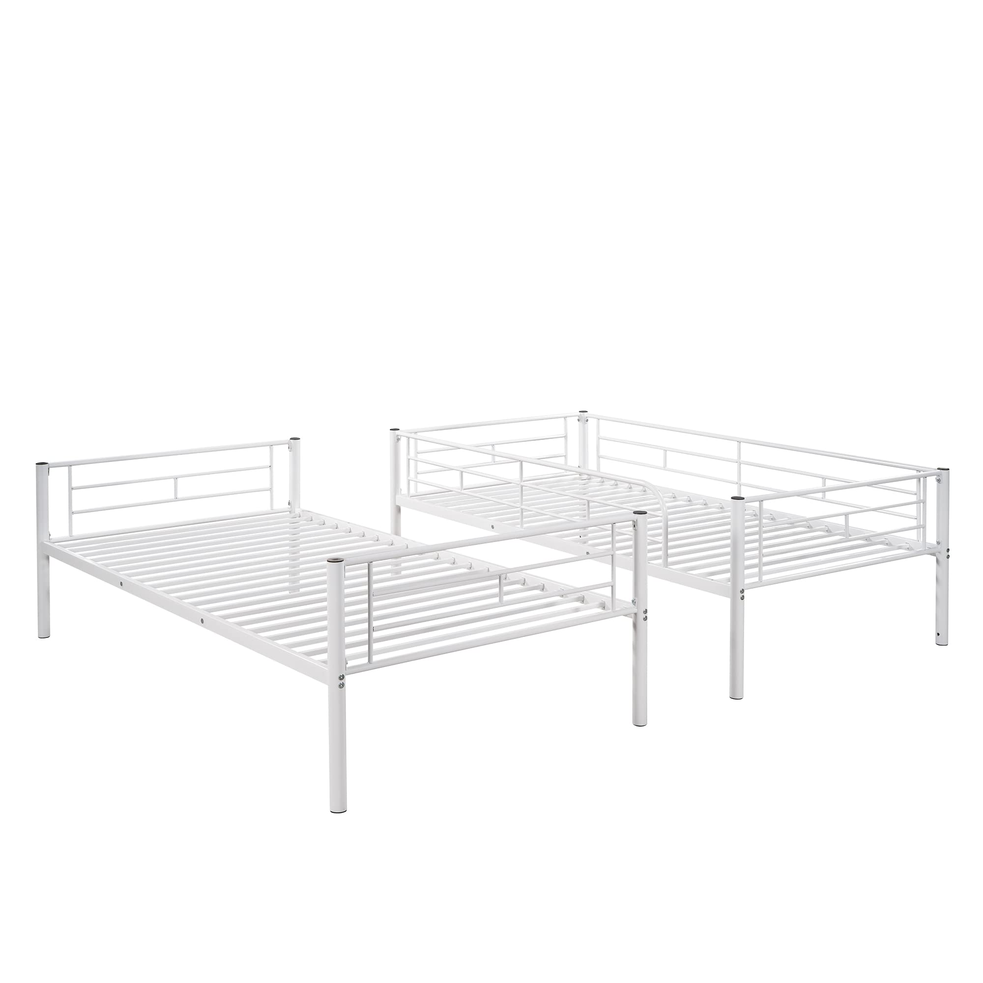 Twin Over Twin Metal Bunk Bed with Ladder & Safety Rail - Convertible to 2 Separate Beds | Space-Saving Kids & Guest Room Solution