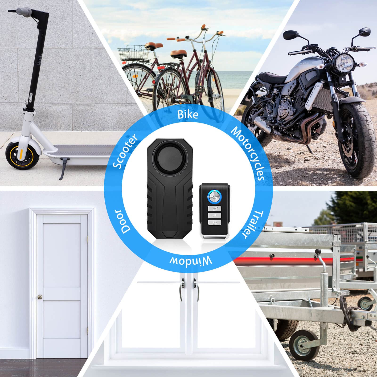 113dB Loud Bike Alarm with Remote - Vibration Sensing Anti-Theft Bicycle Alarm System for Electric Bikes, Motorcycles, Tricycles & Mobility Scooters - Perfect for Urban Commuting & Outdoor Cycling Security