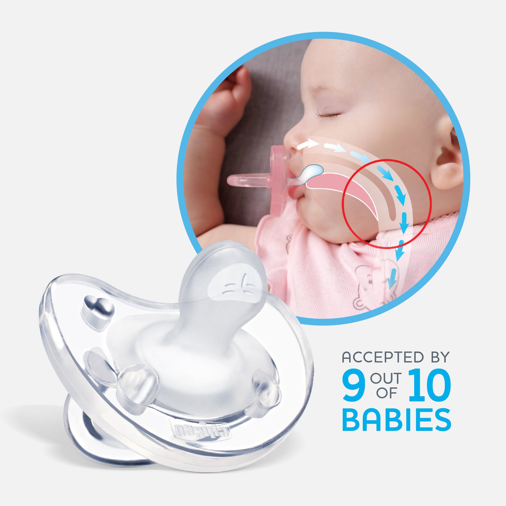 Chicco PhysioForma Silicone Orthodontic Pacifier for Babies 0-6 Months (4-Pack) - Soothing One-Piece Design for Newborns & Infants - Perfect for Daytime Comfort & Nighttime Sleep