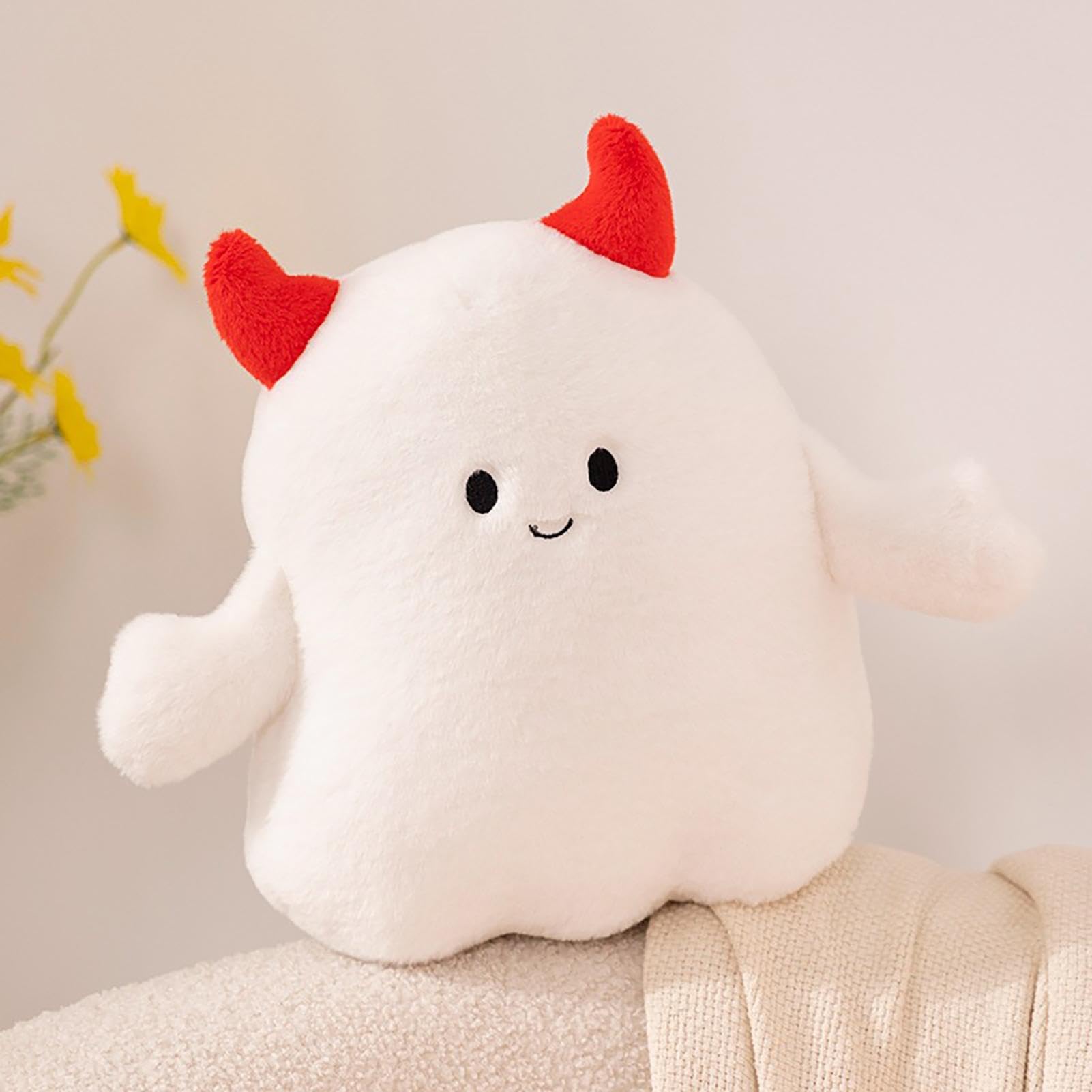 Halloween Ghost Plush Toy & Pillow - Soft Skin-Friendly Pumpkin Hat Ghost Stuffed Animal for Kids - Perfect for Halloween Decor, Party Favors, and Cozy Bedtime Cuddles