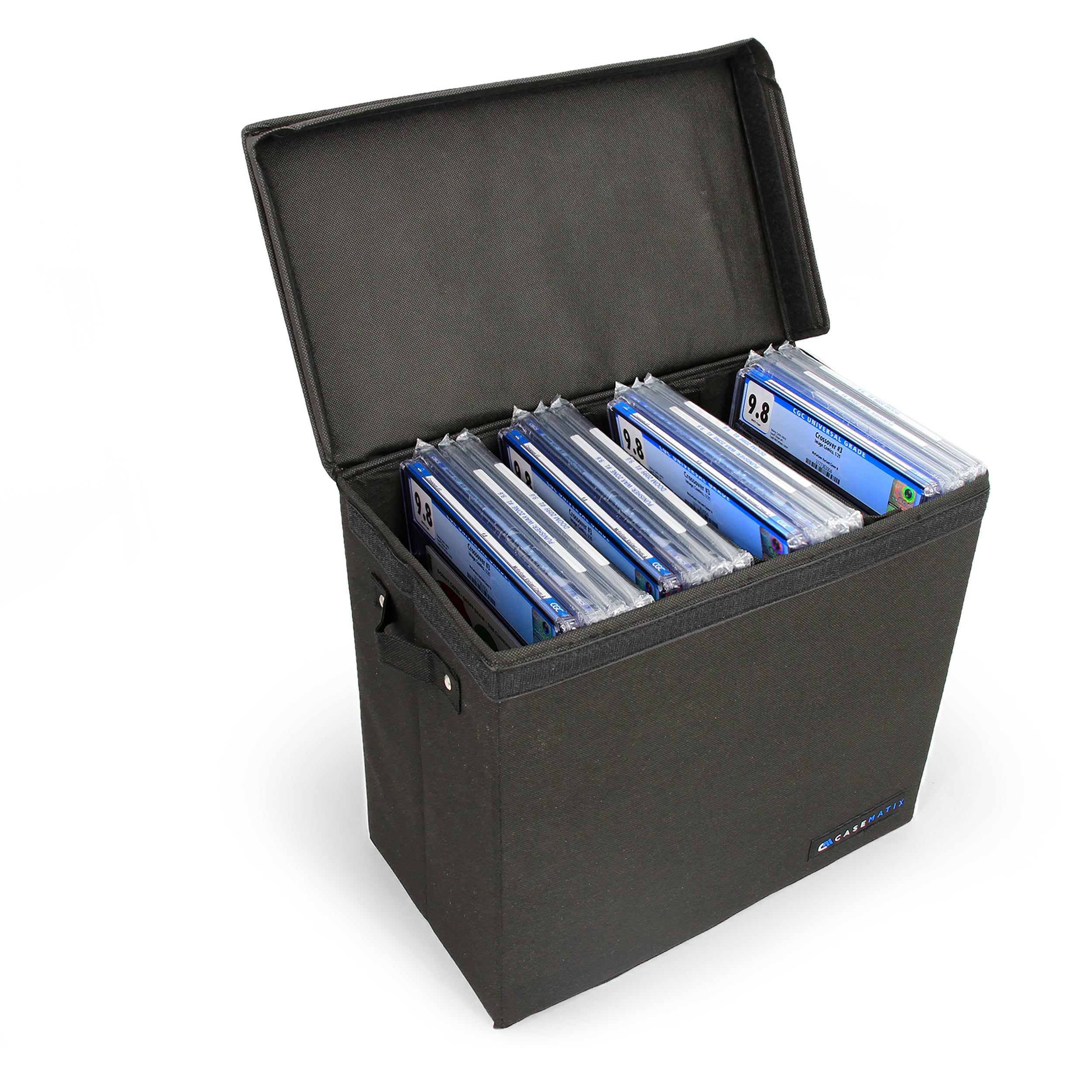 CASEMATIX Graded Comic Book Storage Case - Holds 28 CGC Graded Comics, Lightweight Comic Bin with 3 Removable Partitions | Perfect for Comic Collectors & Conventions