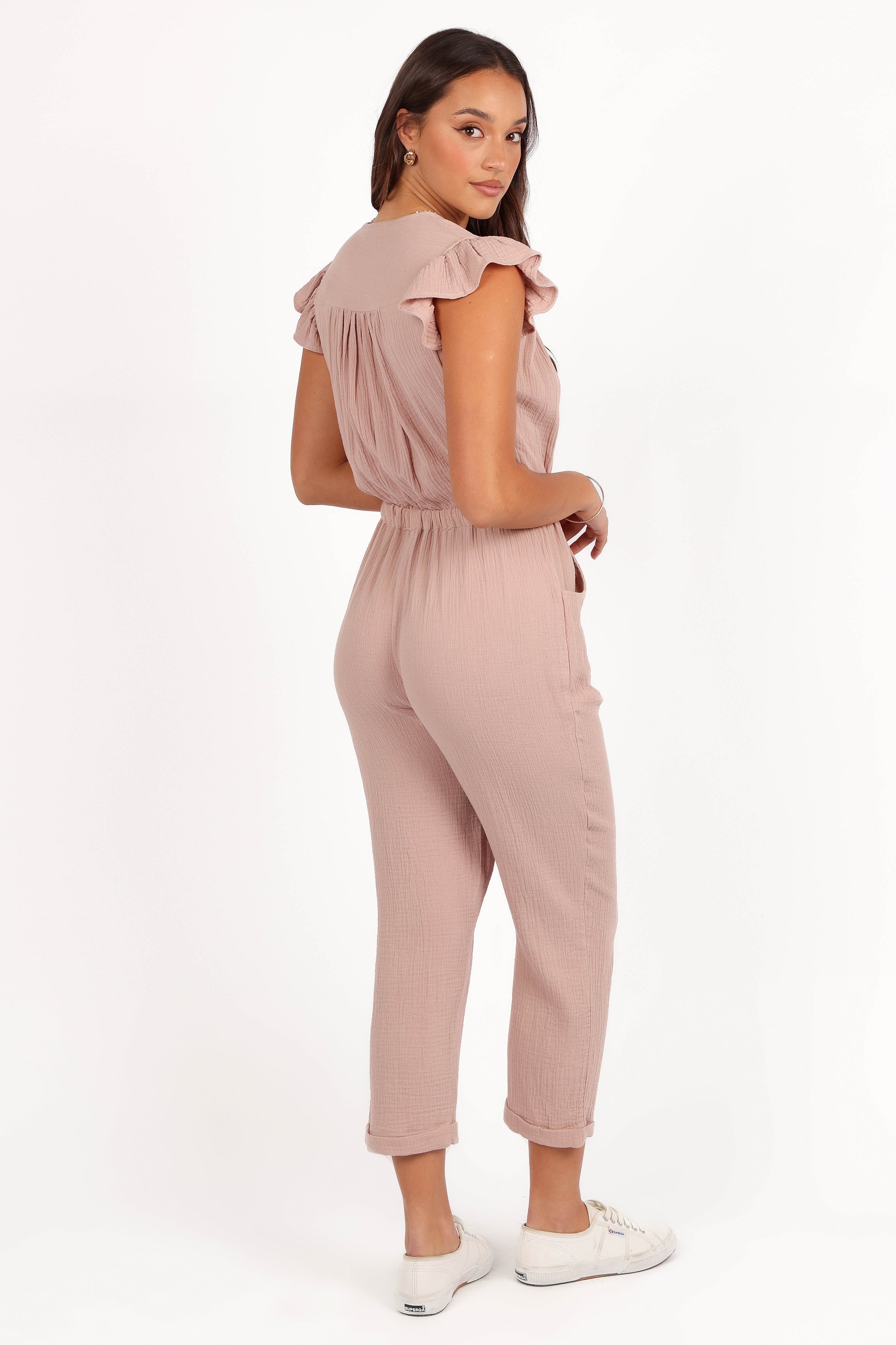 Brooklyn Jumpsuit for Women - Dusty Mauve Romper with Pockets | Casual Chic Outfit for Summer, Beach, and Date Night