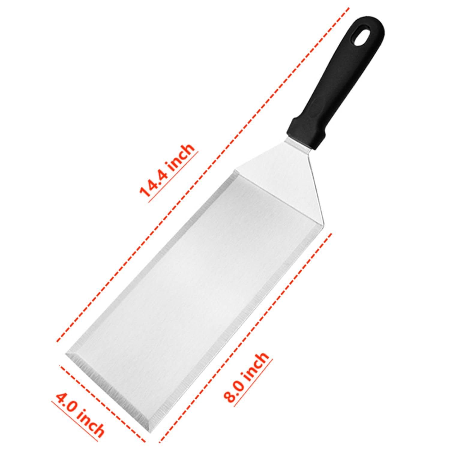 Premium Stainless Steel Griddle Spatula Set - Heavy Duty Burger Smasher, Hamburger Turner & Scraper for Flat Top Grill - Perfect for Outdoor BBQ, Camping & Backyard Cooking