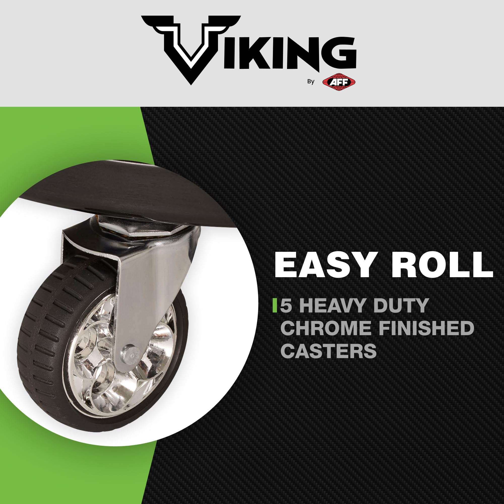 AFF Viking Rolling Shop Stool with Tool Tray - Heavy Duty 300 lbs Capacity Garage Stool on Wheels for Mechanics - Ergonomic Padded Seat - Multiple Styles - Perfect for Auto Repair, Workshop & Industrial Use
