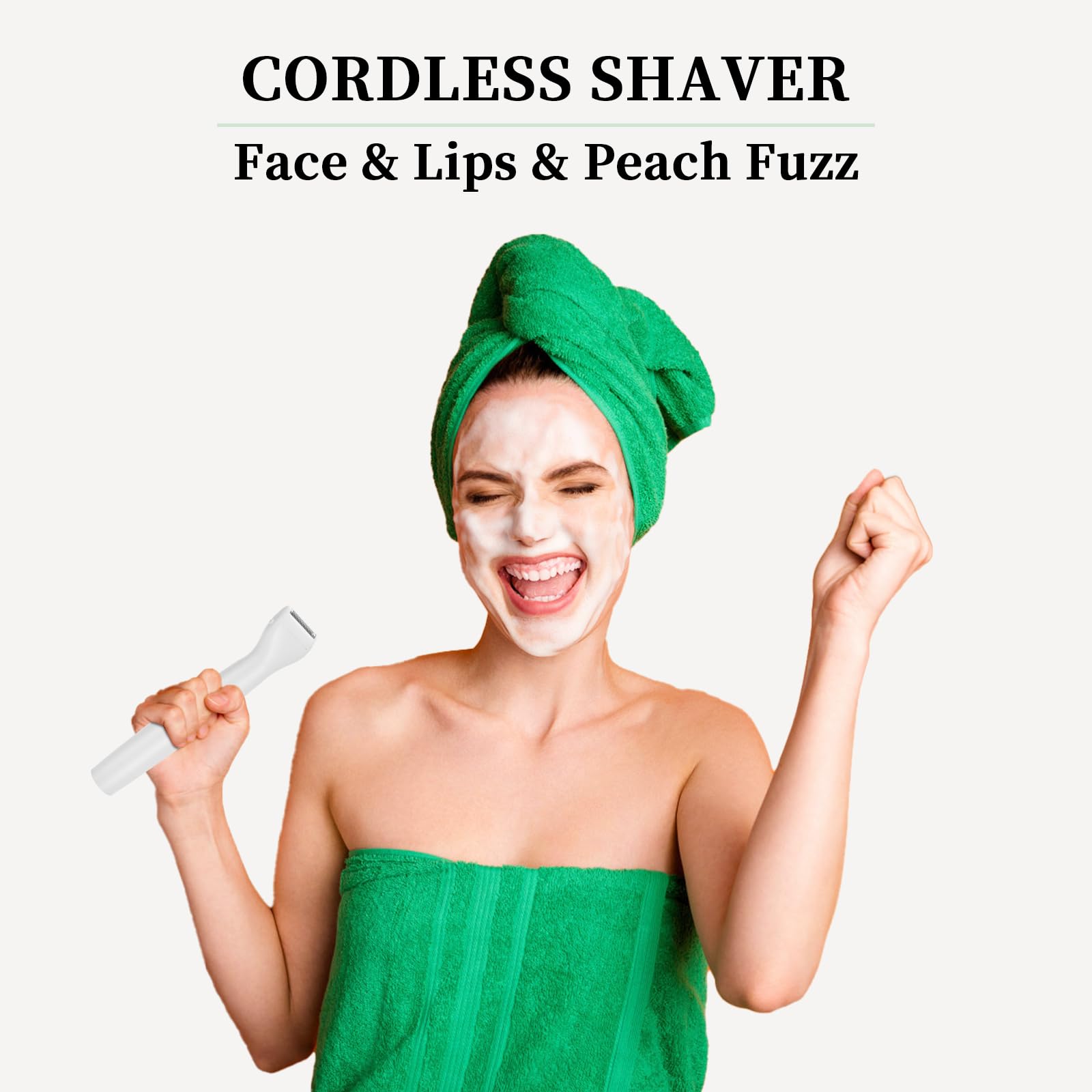 Women's Electric Facial Shavers - 4 in 1 Dry/Wet USB Rechargeable Waterproof Razor for Arms, Legs, Face, Eyebrows & Nose Hair Removal - Perfect for Travel, Home Spa & Daily Grooming Routine (White)
