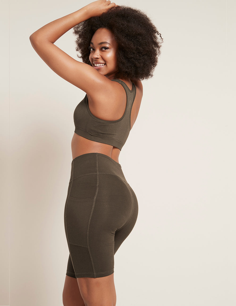 Motivate 8 High Waist Workout Shorts for Women - Dark Olive Green - Comfortable Gym & Yoga Running Shorts for Active Lifestyle