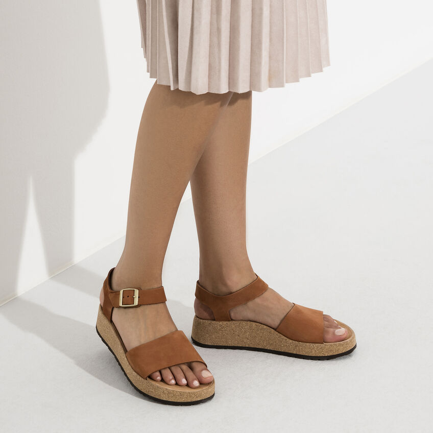 Birkenstock Glenda Nubuck Leather Sandals in Pecan - Comfortable Women's Casual Shoes for Walking, Travel & Everyday Wear