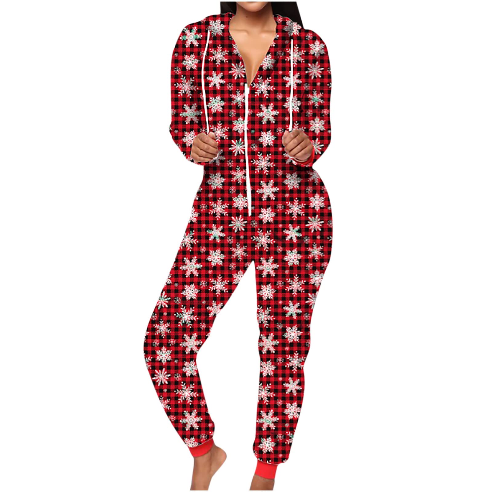 Women's Zip-Up Hooded Sweater Romper - Casual One Piece Jumpsuit for Vacation & Christmas - Cozy Nightgown & Lounge Wear for Women - Perfect for Holidays, Travel & Relaxing at Home