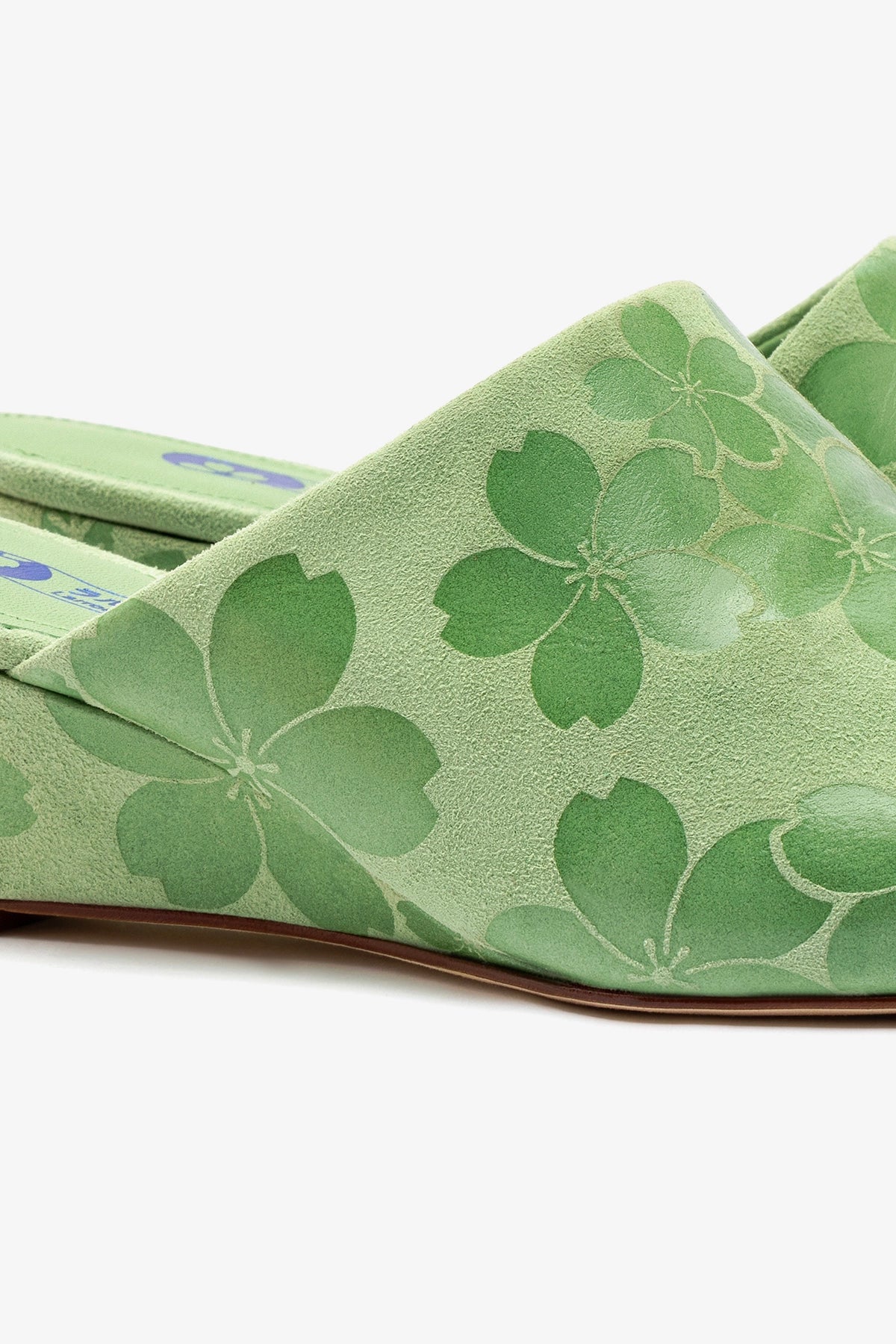 Venice Wedge Sandals in Pistachio & Sakura Print - Women's Suede Comfort Wedges for Spring & Summer Outfits | Perfect for Beach, Vacation, and Casual Wear