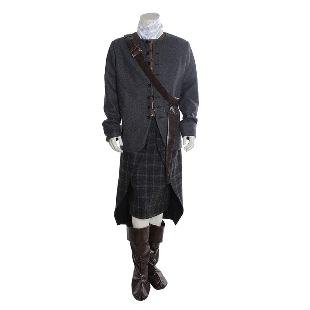 Authentic Men's Scottish Highland Dress Outfit - Jamie Fraser Cosplay Costume from Outlander TV Show | Perfect for Halloween, Renaissance Fairs & Historical Reenactments