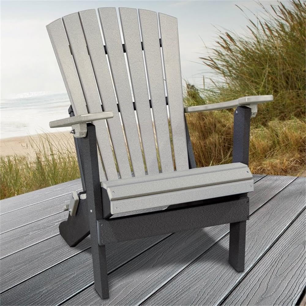 Classic Adirondack Chair - Light Gray Outdoor Patio Furniture for Garden, Deck, Poolside & Backyard Relaxation | American-Made Durable Wooden Lounge Chair