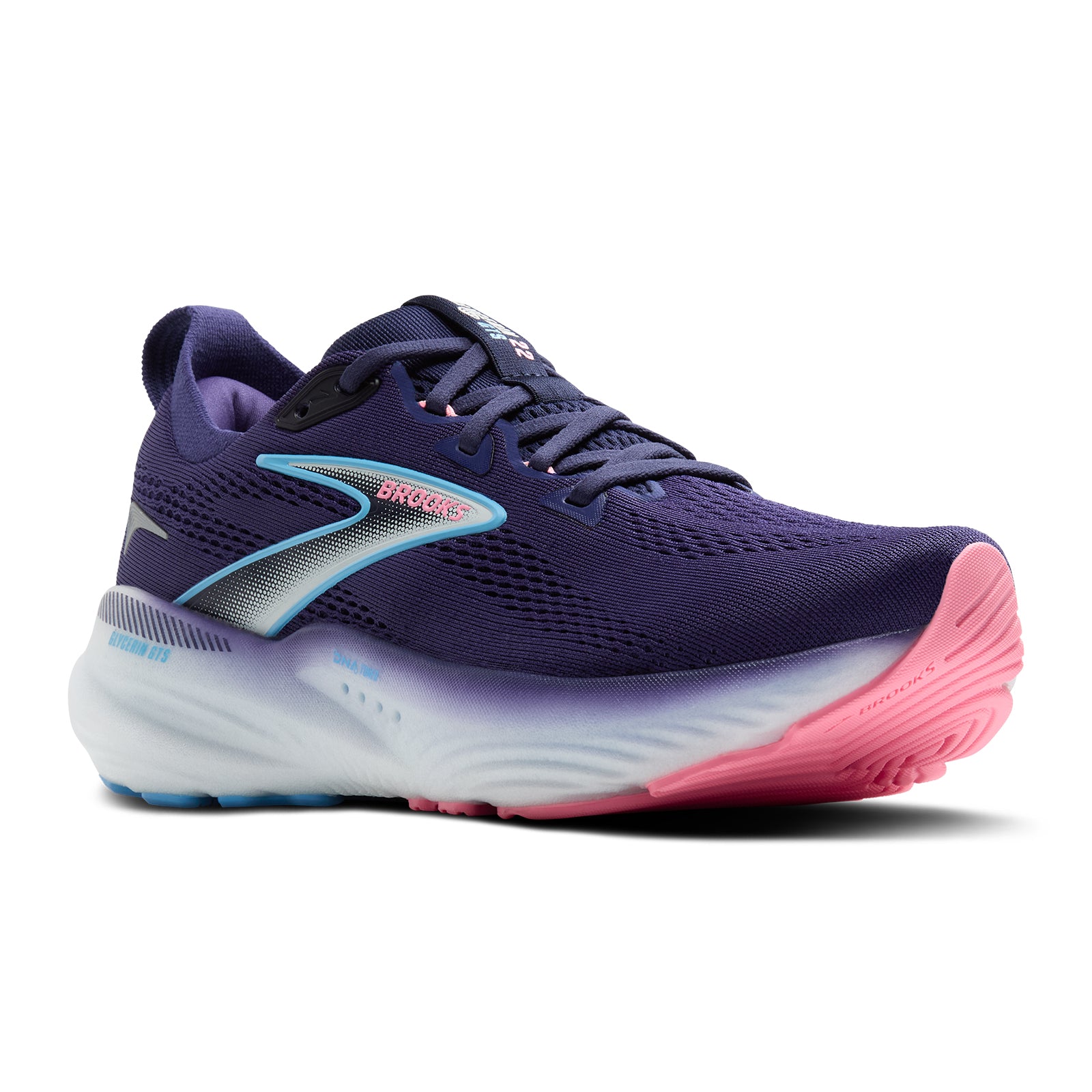 Brooks Glycerin GTS 22 Women's Running Shoes - Supportive Cushioned Sneakers for Jogging & Training (Blue Ribbon/Peacoat/Dianthus) | Perfect for Road Running, Gym Workouts & Daily Walking