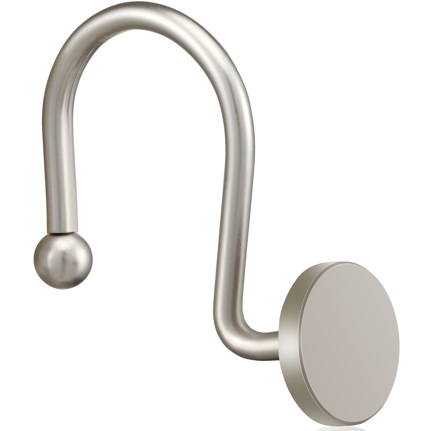 ZESLMG Rustproof Nickel Shower Curtain Hooks - 12 Pack Heavy Duty Metal Rings for Bathroom Shower Rods & Curtains | Decorative Round Hooks for Home, Hotel, and Spa Bathrooms