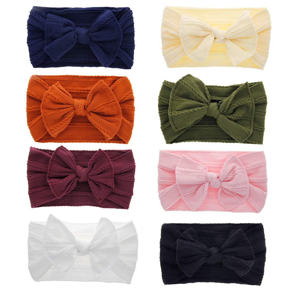 Baby Headbands Turban Knotted - Soft Newborn Infant Toddler Hair Accessories with Bows | Perfect for Photography, Birthday Parties & Everyday Outfits