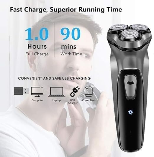 Electric Shavers for Bald Men - Rechargeable Men's Shaver with Type-C & Intelligent Control, Travel Lock - Perfect for Home, Travel & Gym Use