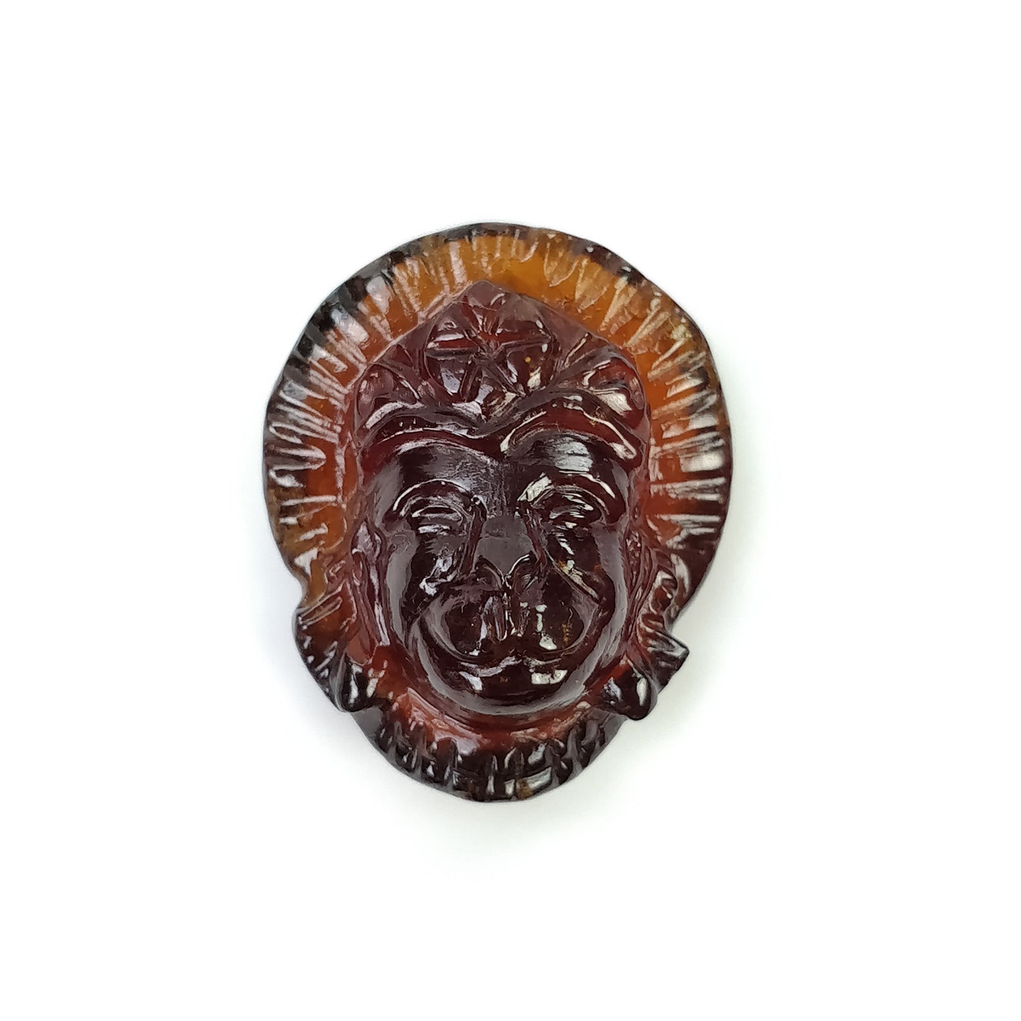 Natural Hessonite Garnet Gemstone Carving - 39.60cts Untreated Hand Carved Lord Hanuman 24x20mm (Video Included) | Spiritual Jewelry, Meditation Aid & Unique Gift for Gem Collectors