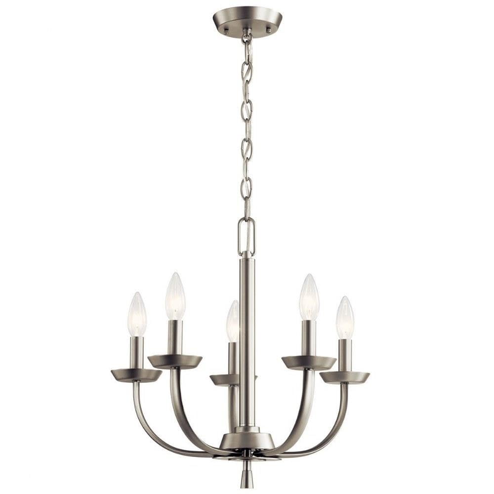 5-Light Traditional Simple Chandelier Fixture in Brushed Nickel - Perfect for Dining Room, Bedroom or Living Room Lighting Decor