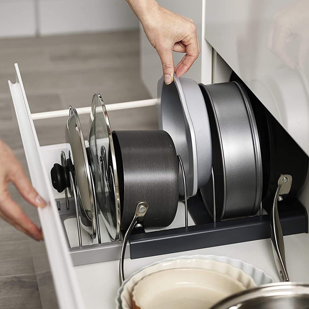 TORIOX Multifunctional Kitchen Storage Rack - Space Saving Cutting Board Holder, Pot Lid Organizer & Utensil Storage Tool for Countertop | Perfect for Small Kitchens, Apartment Cooking & Home Organization