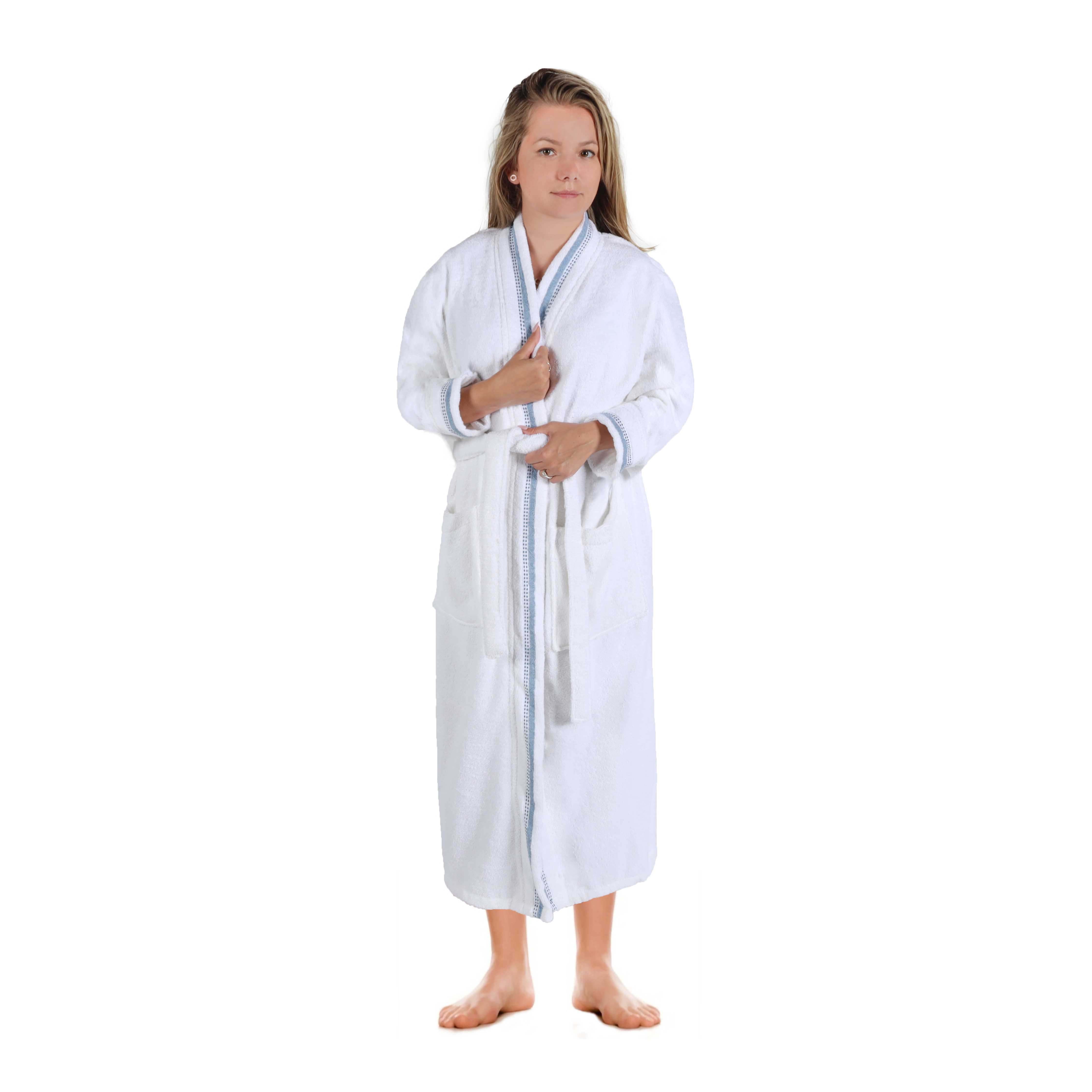 Unisex Cotton Terry Kimono Bathrobe with Embroidery - Soft & Absorbent Bath Robe for Spa, Hotel, Home Relaxation & Gift Giving