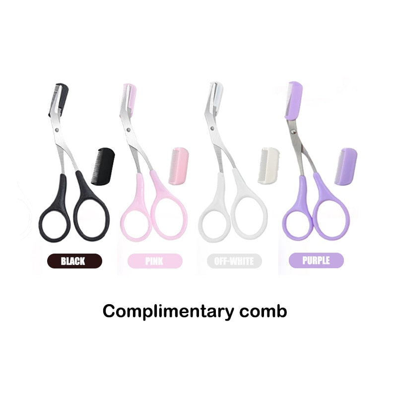 Professional Stainless Steel Eyebrow Scissors with Comb for Women - Precise Grooming & Shaping Tool for Eyebrows, Eyelashes & Facial Hair - Perfect for Home Salon, Travel & Makeup Kit