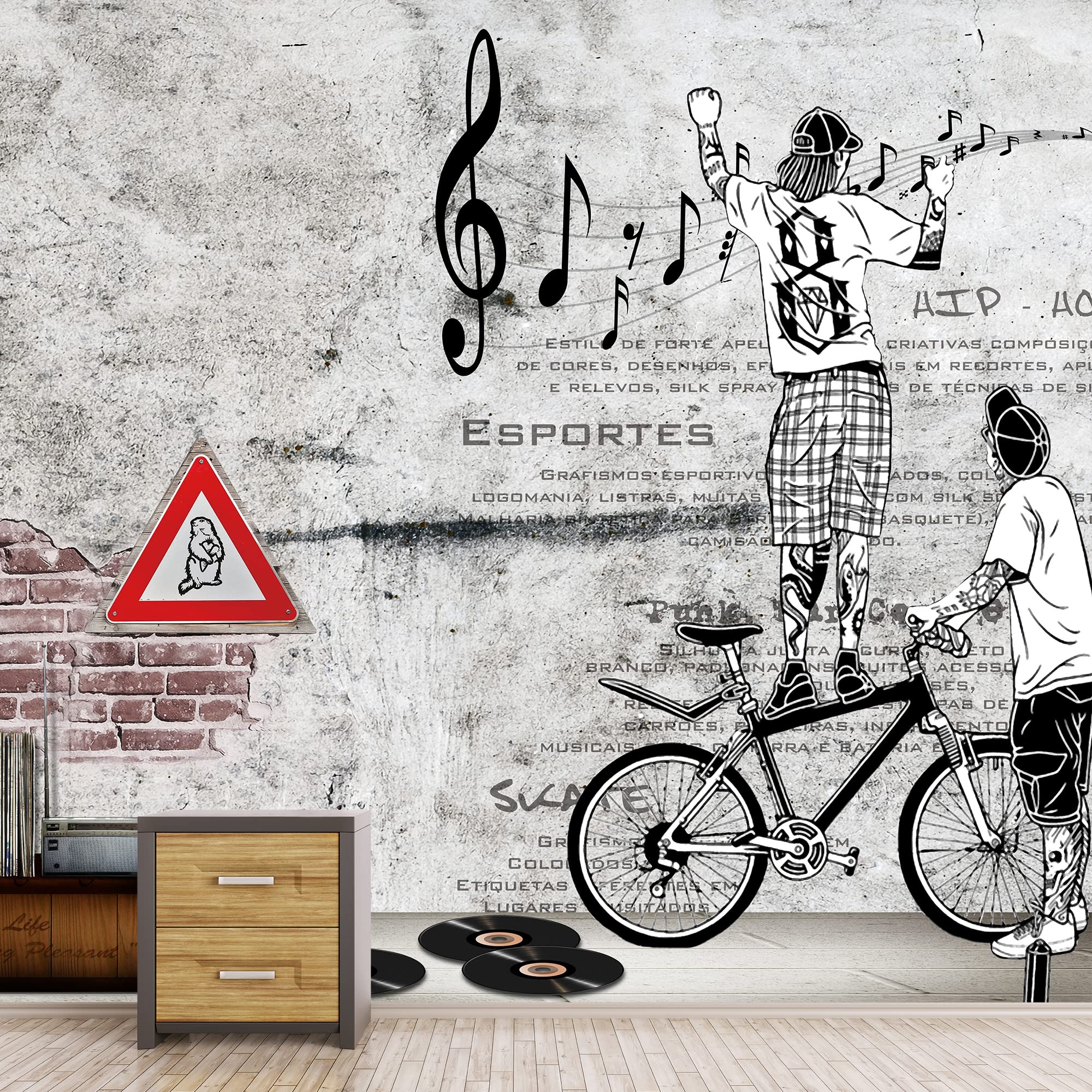 Abstract Banksy Street Art Removable Wallpaper - Peel and Stick Wall Murals for Bedroom (66x96 inches) | Modern Home Decor, Living Room & Office Wall Stickers