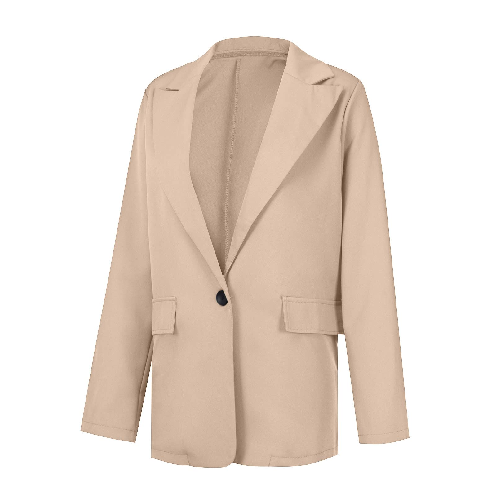 Women's Plus Size Business Casual Blazer - Long Sleeve Office Suit Jacket with Button Front & Lapel Collar (Beige) | Christmas Clearance Sale | Perfect for Work, Office Meetings & Professional Events