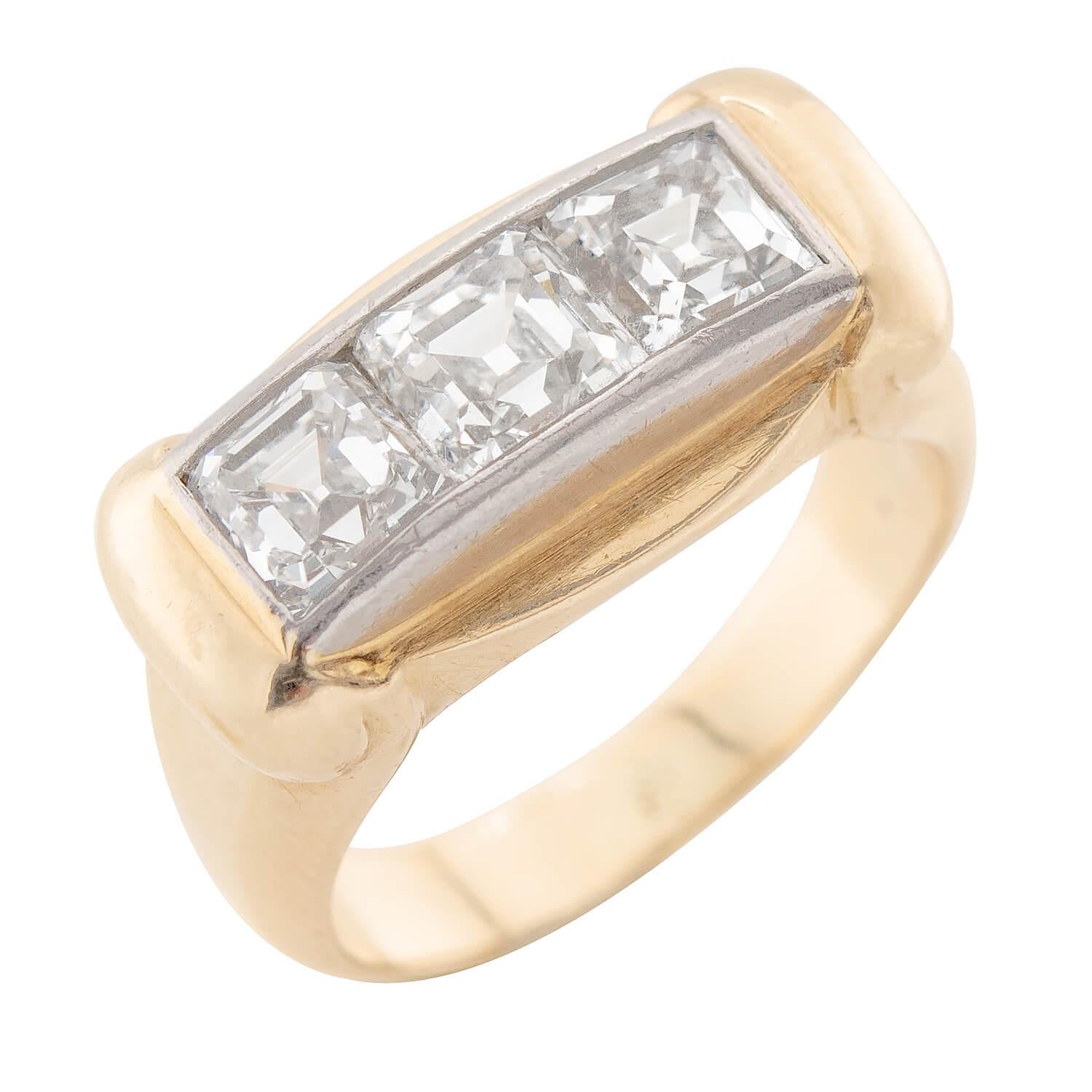 Vintage 14k Gold & Palladium Diamond Three Stone Engagement Ring - Perfect for Anniversaries, Proposals & Special Occasions