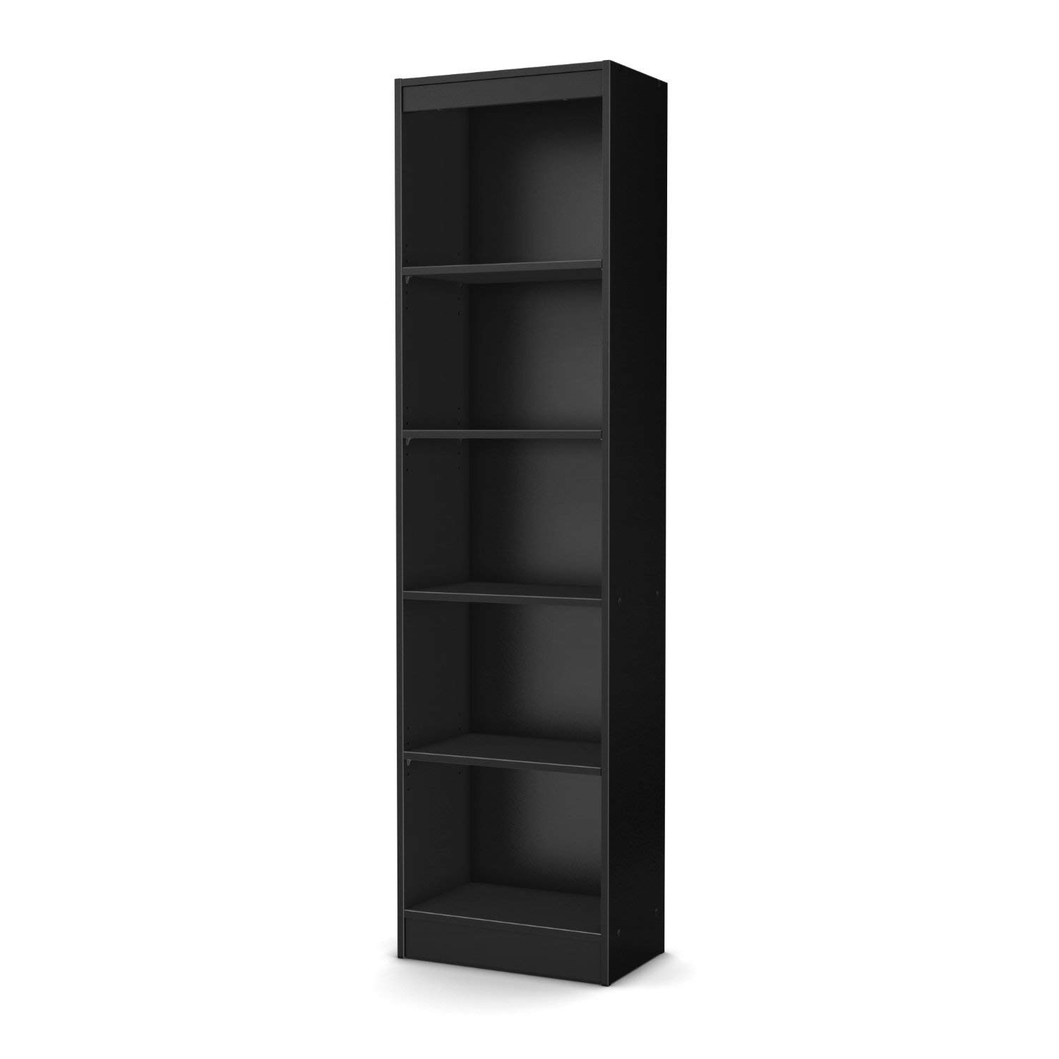 FastFurnishings 5-Tier Narrow Bookcase with Black Finish - Perfect for Small Spaces, Home Office & Bedroom Storage