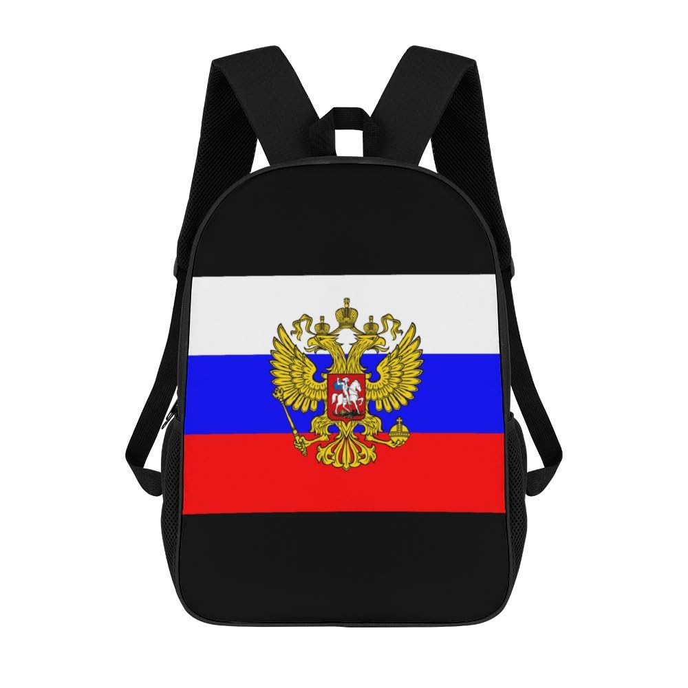IOEDTHBJ Russia Coat of Arms & Flag 3D Printed Backpack - 17 Inch Laptop Bag for School, Work & Travel | Durable Computer Backpack for Men & Women | Perfect for Students, Professionals & Commuters