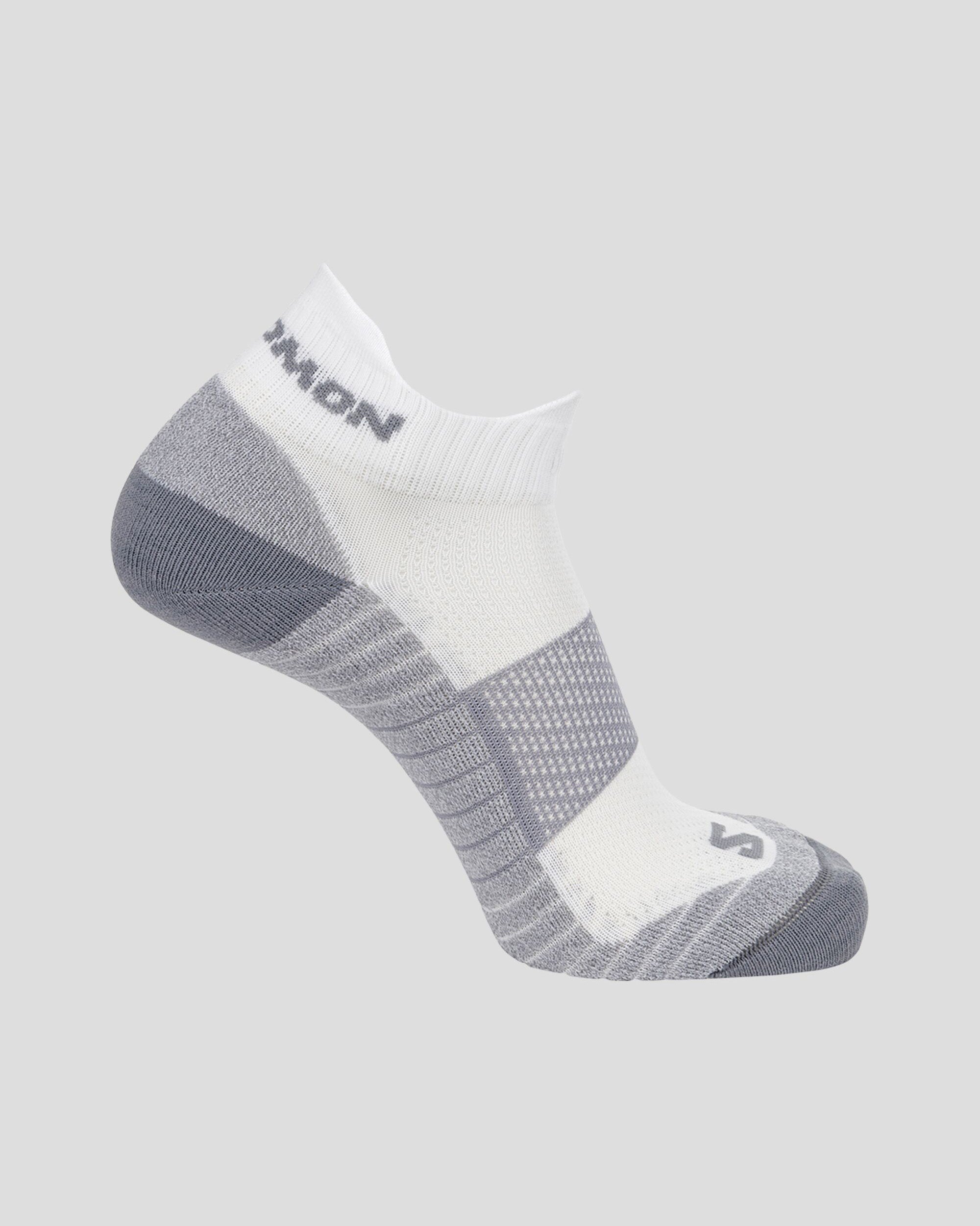 Salomon Aero Ankle Socks - White/Quarry/Quiet Shade - Lightweight Running Socks for Men & Women - Perfect for Hiking, Trail Running & Outdoor Sports