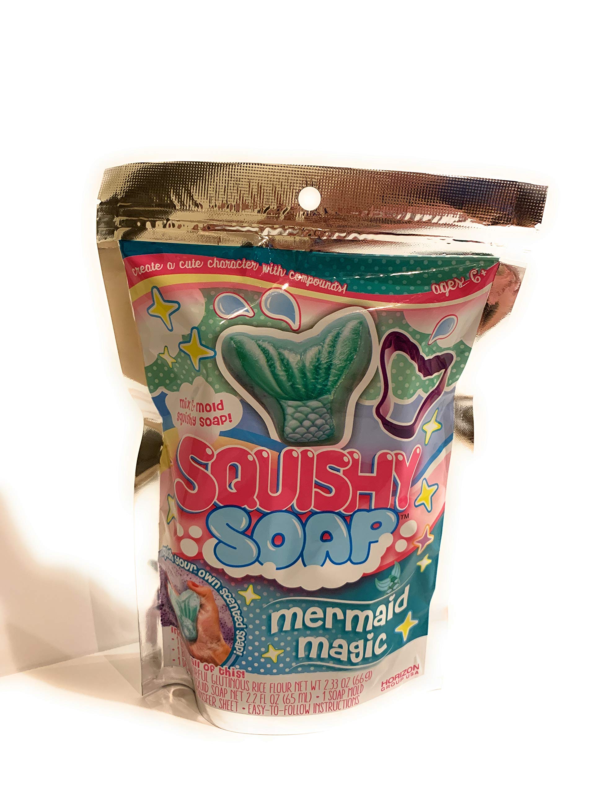 Squishy Soap Mix & Mold Kit - DIY Tropical Paradise Mermaid Soap Making Set (Turquoise) for Kids & Adults - Fun Bath Time Activity, Sensory Play & Creative Gift Idea