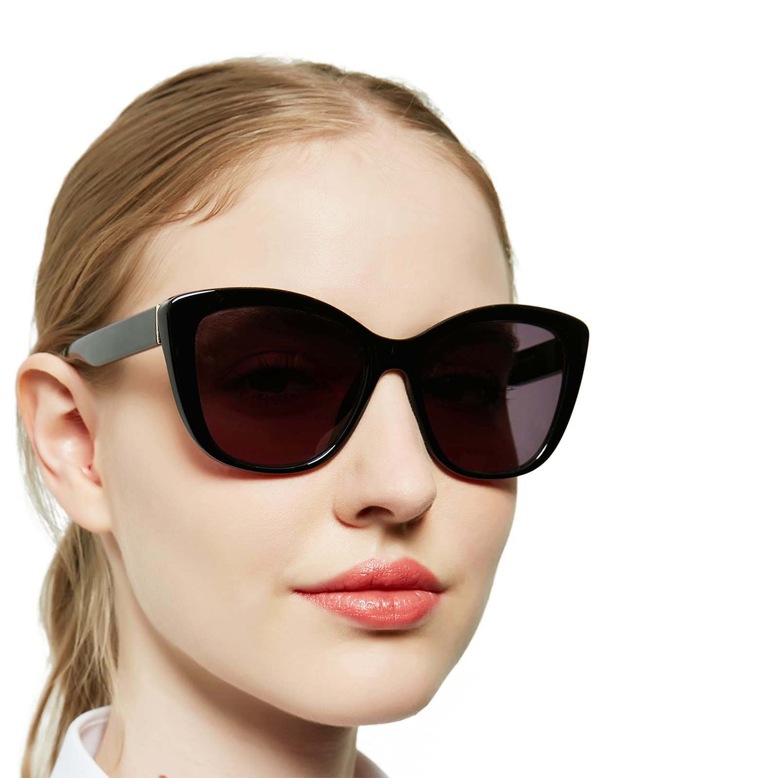 MARE AZZURO Cat Eye Reading Sunglasses for Women - Oversized Square Prescription Glasses with UV Protection (0 to 3.5 Magnification, Black Frame, 2.25 Strength) - Perfect for Reading, Driving & Outdoor Activities