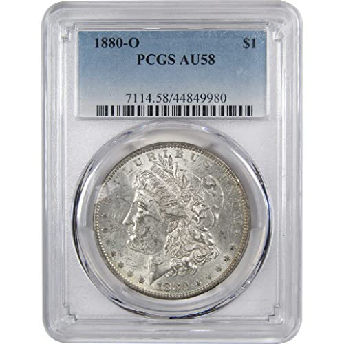 1880 O Morgan Silver Dollar AU 58 PCGS Certified - 90% Silver $1 US Coin for Collectors | Perfect for Coin Collections, Historical Displays & Investment Portfolios