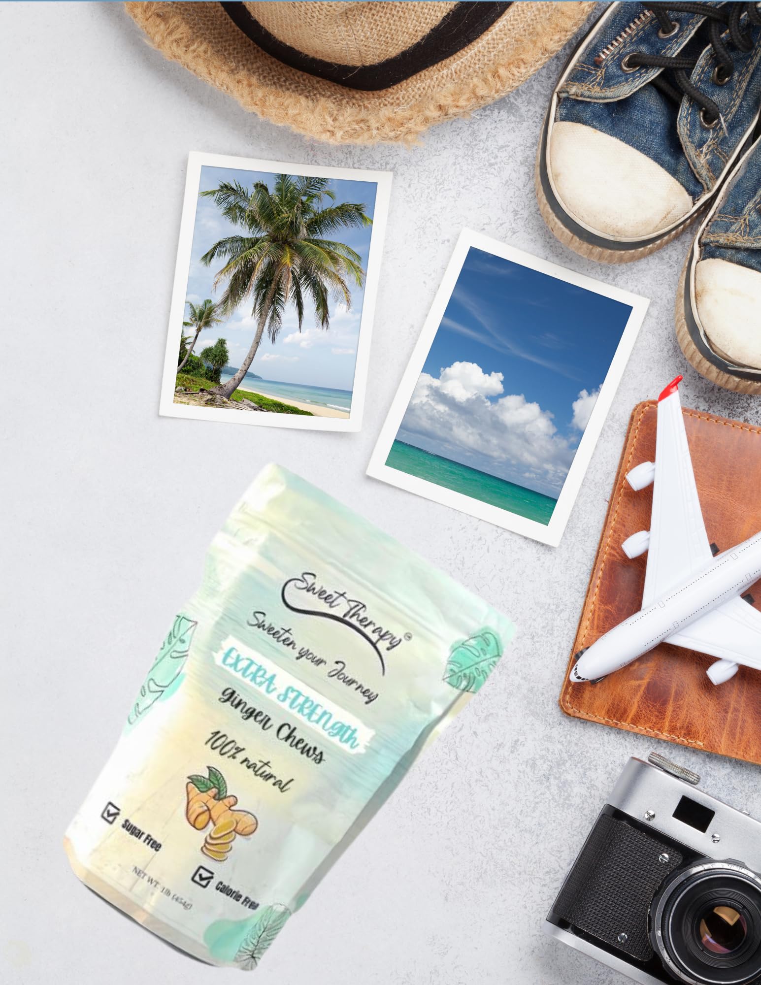 Sugar Free Extra Strength Ginger Chews Candy - Healthy Zero Calorie Natural Ginger Snacks for Digestion & Nausea Relief - Perfect for Travel, Morning Sickness & Motion Sickness