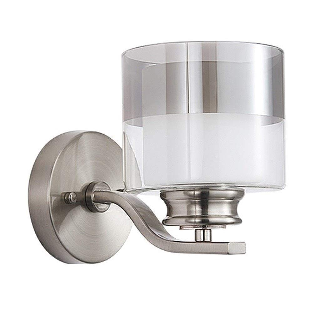 Brushed Nickel Wall Mounted Vanity Light with Dual Glass Shade - Modern 1-Light Bathroom Sconce for Vanity, Living Room & Bedroom | Perfect for Makeup, Reading & Ambient Lighting