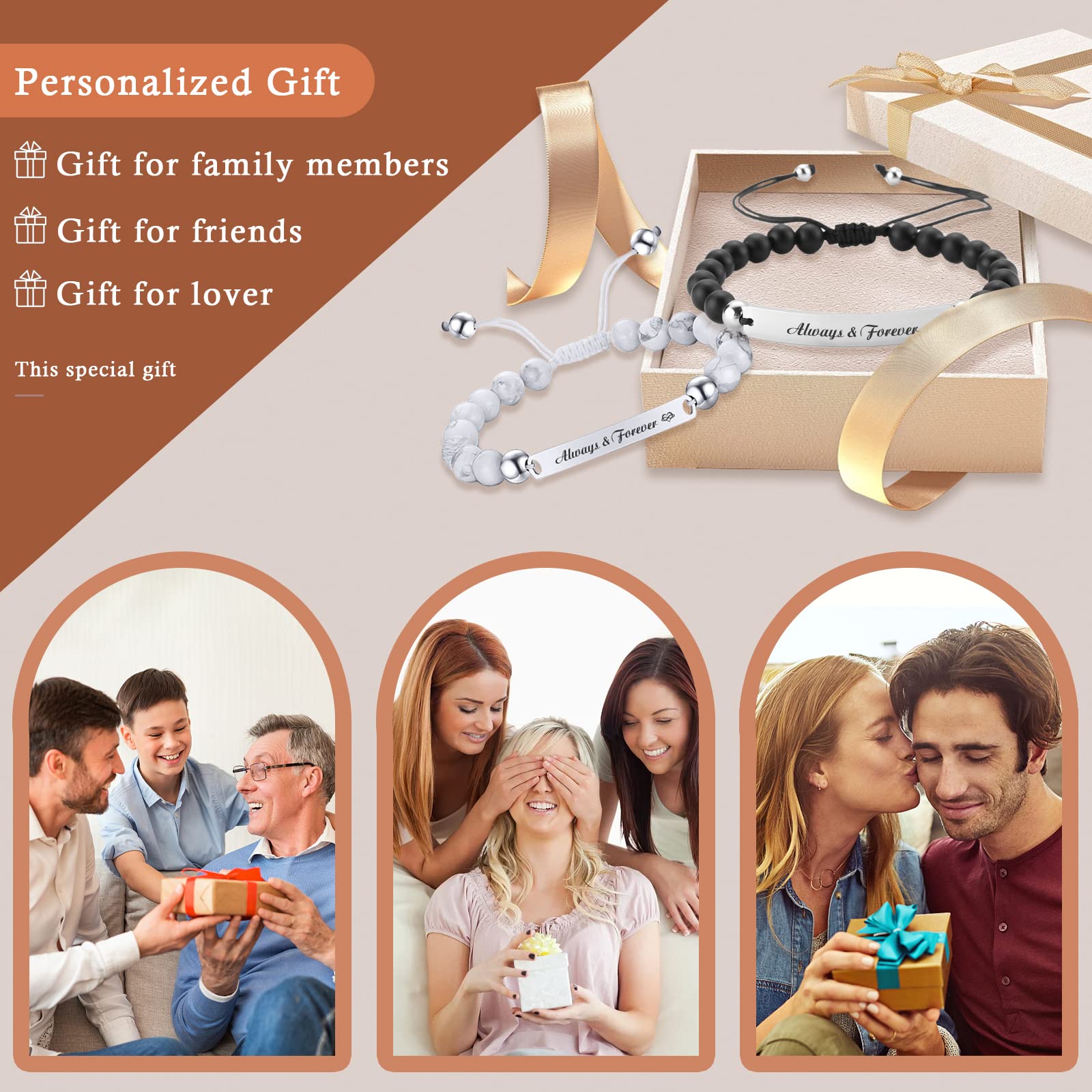 Personalized Engraved Bracelet for Women & Men - Custom Name Bracelet Handmade Gift for Father's Day, Birthday, Graduation | Romantic Couple Jewelry, Anniversary Present, Memorial Keepsake