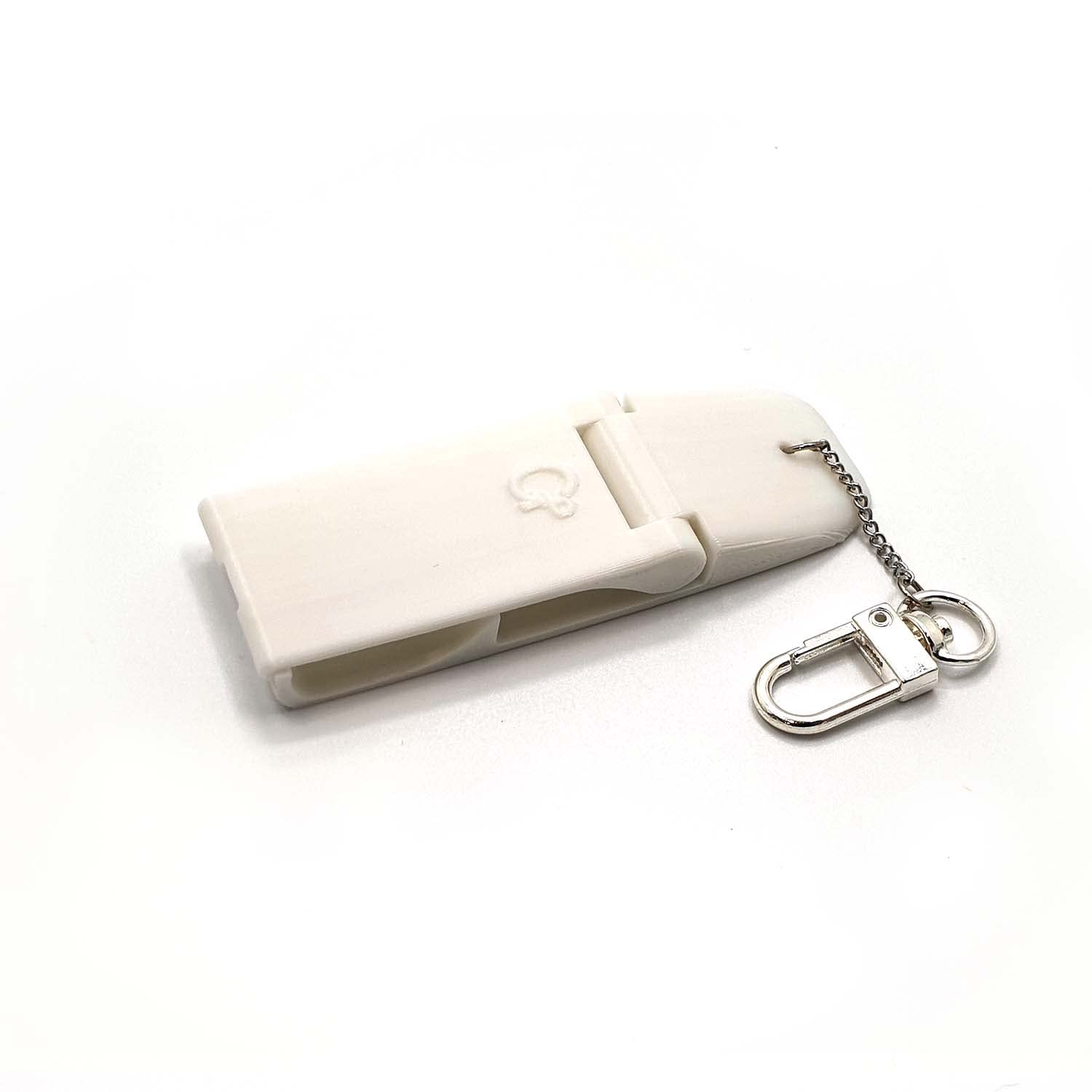 Portable Phone Holder Gofolder (White) - 3D Printed Eco-Friendly PLA Plastic with Silver Chain - Lightweight Smartphone Accessory for Keyring, Bag, Backpack, Purse - Perfect for Travel, Commuting & Outdoor Activities