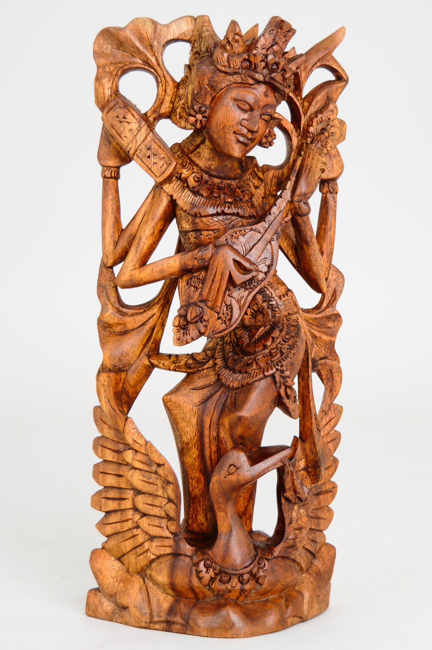 Exquisite Hand Carved Saraswati Statue - Hindu Goddess of Wisdom & Arts - Perfect for Home Altar, Meditation Space & Spiritual Decor