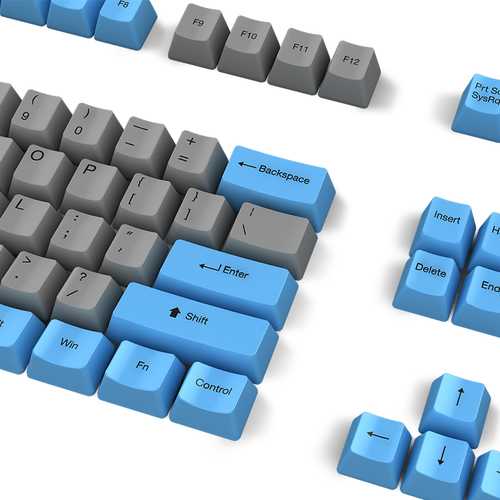 Akko X Ducky 108 Key OEM Profile PBT Retro Grey Blue Keycaps Set for Mechanical Keyboard - Perfect for Gaming, Typing & Office Work