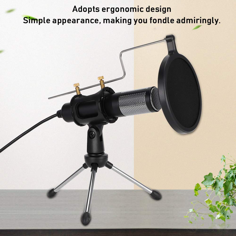 USB Noise Cancelling PC Microphone with Stereo Sound & Pop Filter - Professional Live Streaming, Gaming, Conference Mic for Desktop, Laptop (Includes Adjustable Holder & Spray Guard) - Perfect for Zoom Calls, Podcasting & Online Meetings
