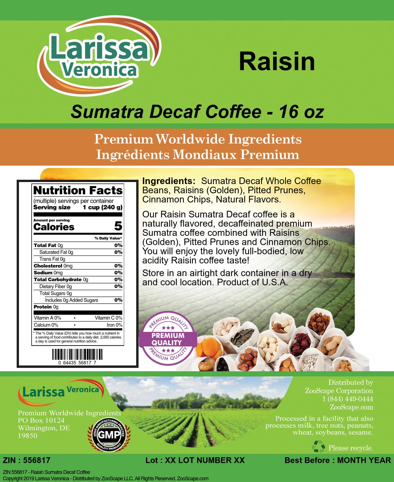 Premium Sumatra Decaf Coffee Beans - Gourmet Naturally Flavored Whole Bean Coffee, 16 oz (3-Pack) | Perfect for Home Brewing, Office Use & Gift Giving
