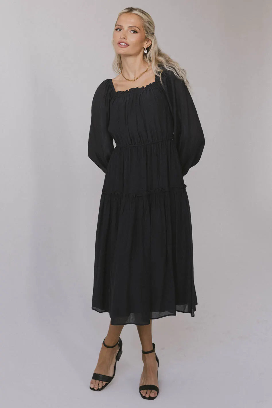 Finnian Navy Blue Midi Dress for Women - Elegant Casual & Party Wear - Final Sale