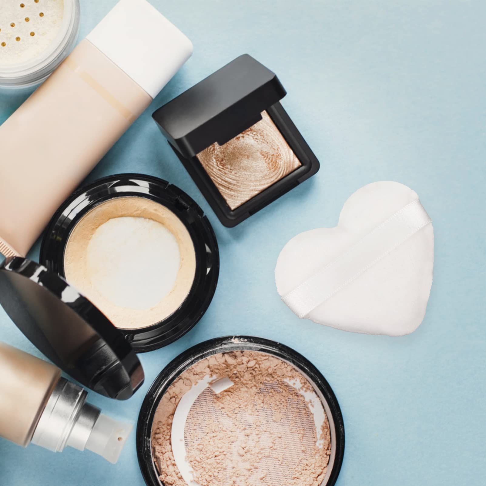 8pcs Heart-Shaped Pressed Powder Puffs - Premium Makeup Sponges for Loose Powder, Contouring & Under Eyes | Soft Cosmetic Blenders for Women & Girls | Ideal for Daily Makeup & Professional Use (White)