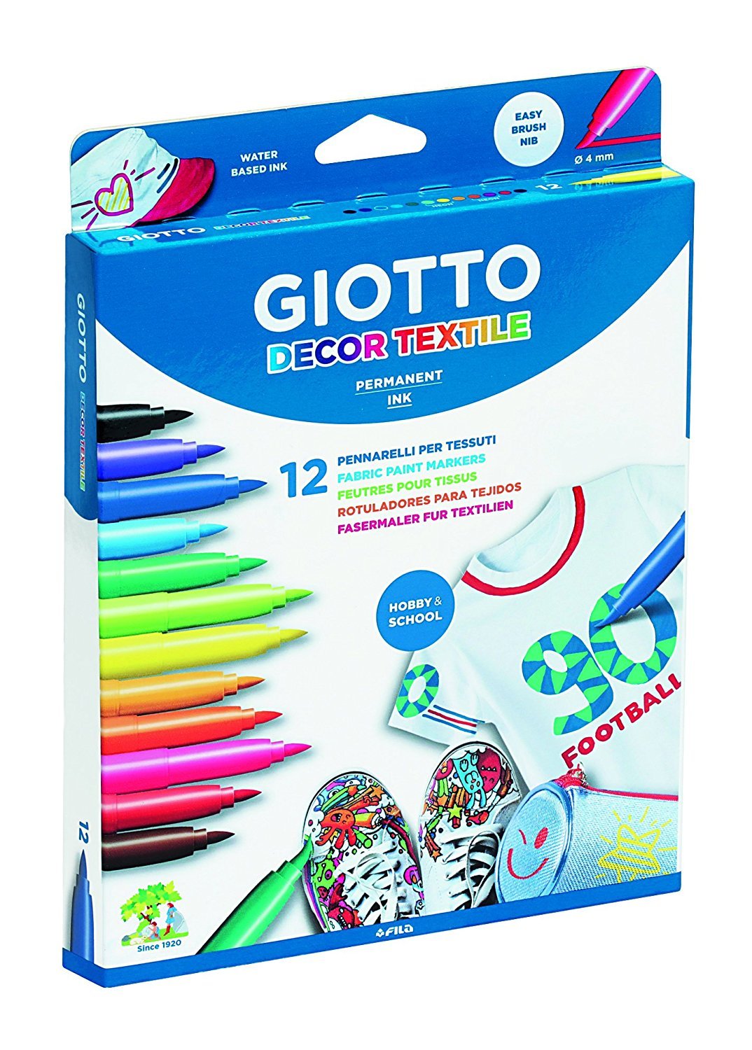 12 Pack Fabric Markers for DIY Crafts, Home Decor & Clothing Customization - Washable & Permanent Textile Pens for T-Shirts, Pillows & Canvas Art Projects