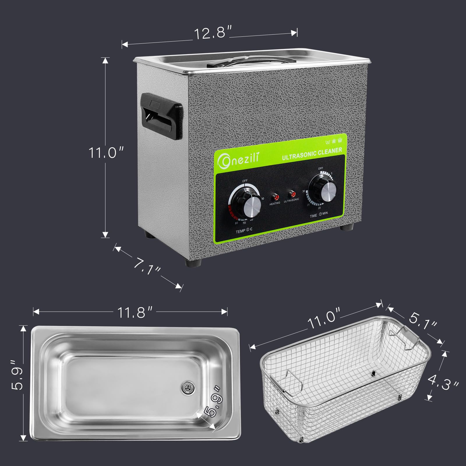 ONEZILI 6L Ultrasonic Cleaner with Timer & Heater - 180W High Power Cleaning Machine for Jewelry, Watches, Carburetor Parts, Brass Components | Perfect for Home Jewelry Cleaning, Workshop Tool Maintenance, and Industrial Parts Degreasing