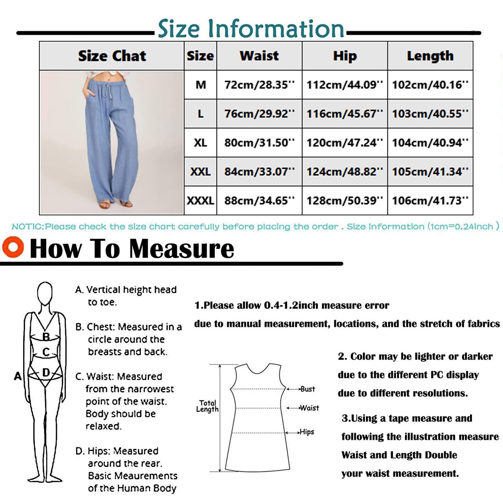 LCMTWX Women's Casual Linen Drawstring Pants - Elastic Waist Solid Cotton Trousers for Lounge, Travel & Yoga | Comfortable Summer Womens Clothing