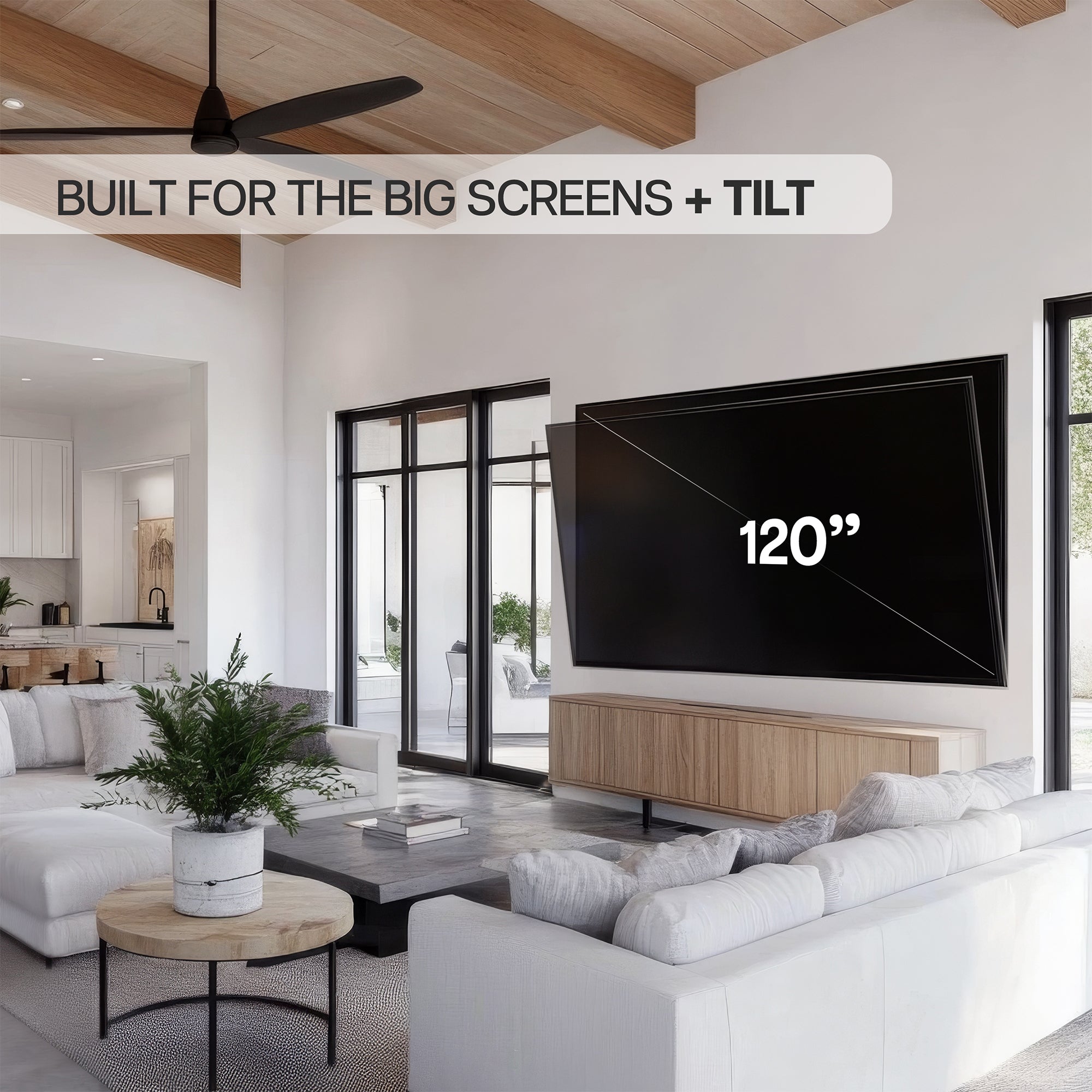 Heavy Duty Tilting Extra Large TV Wall Mount Bracket for 60 to 120 Inch Flat Screen TVs - Perfect for Living Room, Bedroom & Home Theater Installation