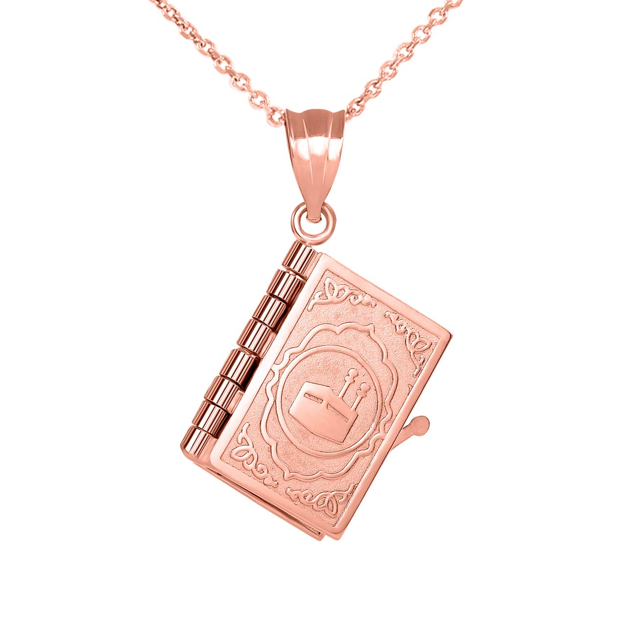 10K Gold Quran Necklace - 3D Islamic Sacred Book Pendant for Muslim Women & Men - Perfect for Ramadan, Eid, and Daily Spiritual Wear