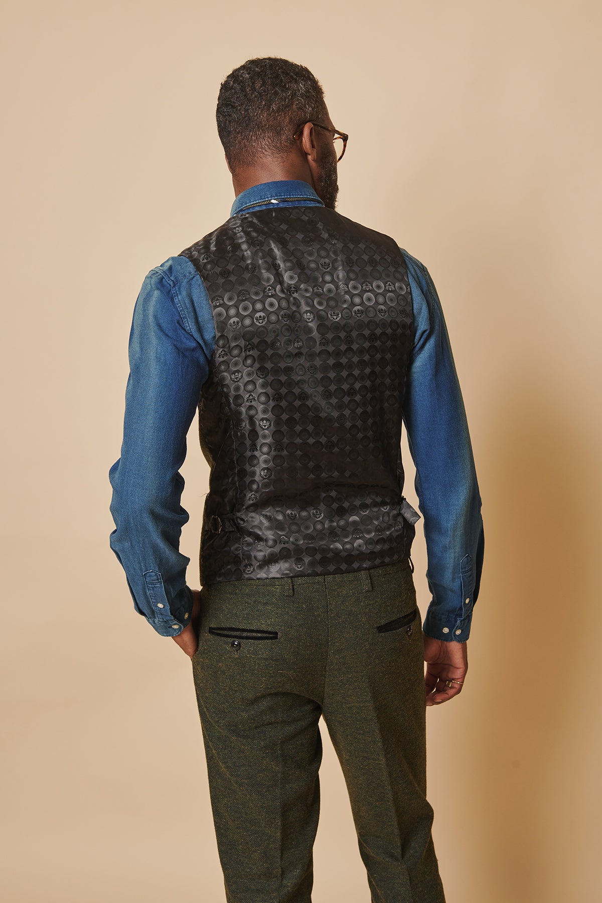 Marlow Olive Green Tweed Single Breasted Waistcoat Vest for Men - Classic Formal Wear for Weddings, Office & Business Attire