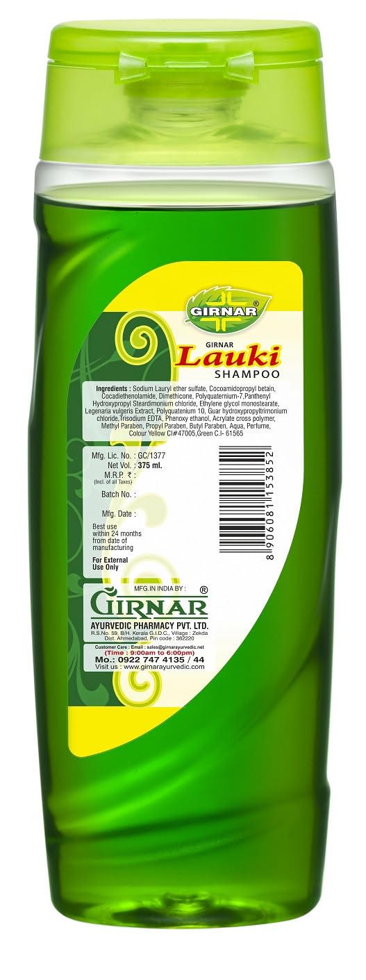 Girnar Lauki Hair Shampoo - 375ml (Pack of 2) | Natural Hair Growth & Scalp Care | Perfect for Daily Use & Hair Fall Control